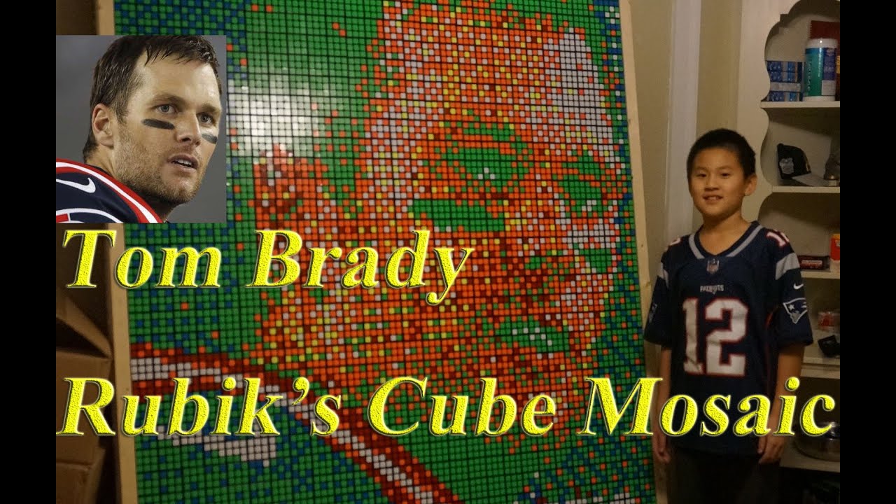 Tom Brady Mosaic Using 999 Rubik's Cubes
