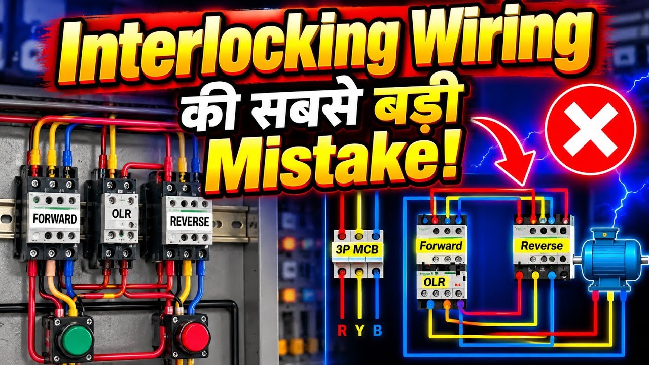 Reverse Forward Starter को Double Interlocking कैसे करना है | Reverse Forward Control Wiring @tapan
