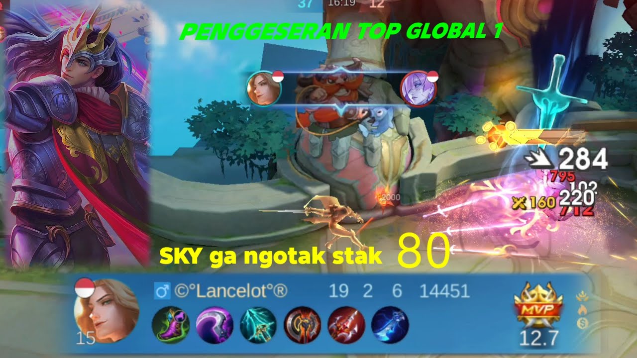 Pejuang top global 1 lancelot awal season yg bagus sky item rusak