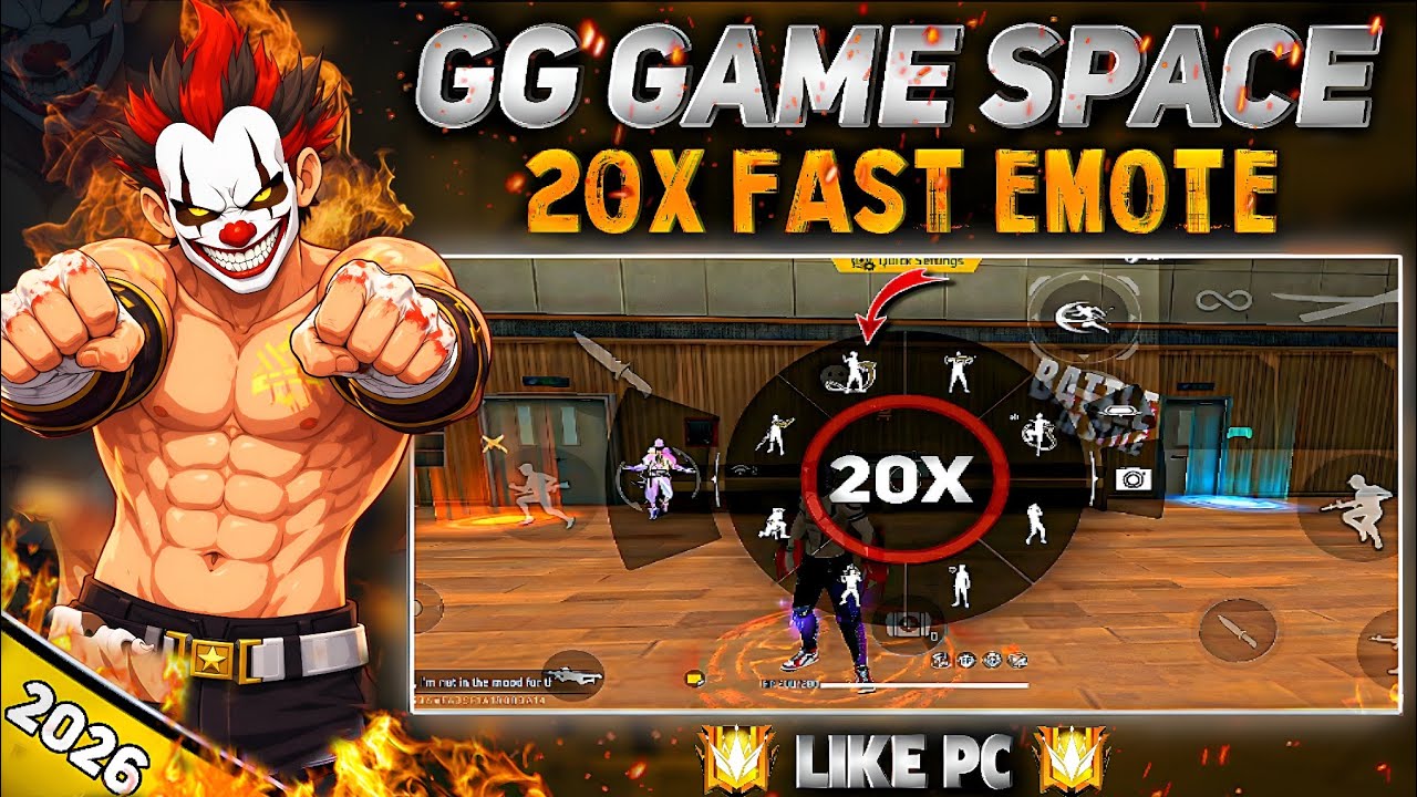 Free Fire 20X Fast Emote 2026 | GG Game Space দিয়ে PC এর মতো ইমোট! 😱🔥