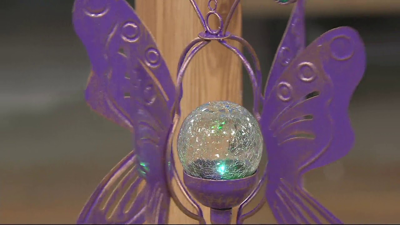 Compass Home 2-in-1 Hanging Solar Butterfly Wind Spinner on QVC