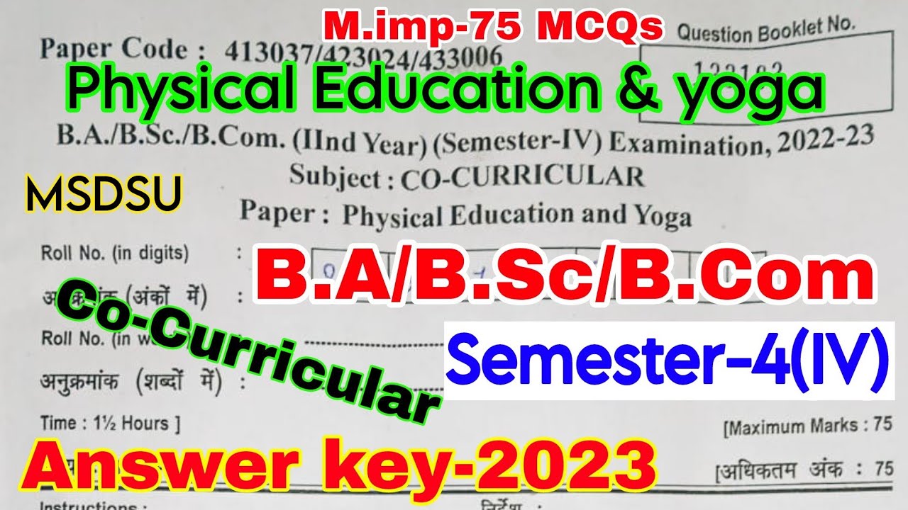 🔴Live आज सुबह 9 बजे | Physical education and yoga | Solved paper-2023 | BA BSc BCom 2nd semester