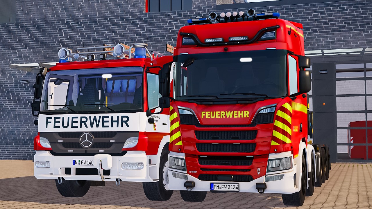 Zadzwoń pod numer alarmowy 112 &ndash; pojazd z nadwoziem wymiennym w Norymberdze i strażak na służbie! 🚛🚒🔥 4K Ultra