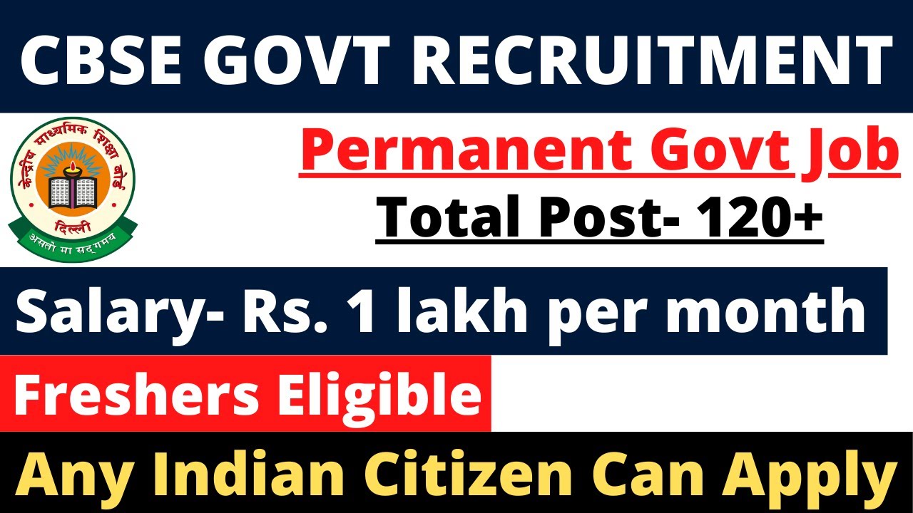 CBSE NEW GOVT VACANCY NOTIFICATION 2026 | FRESHERS ELIGILE | FULL DETAILS, ELIGIBILITY