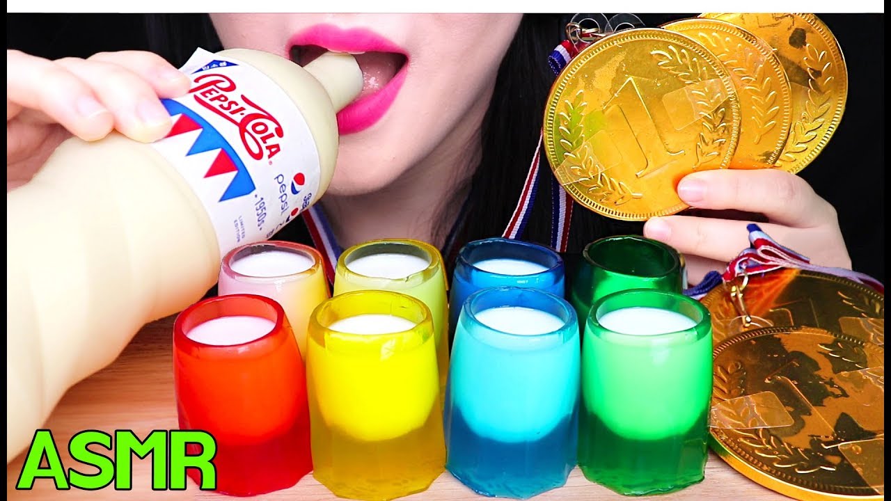 ASMR CRUNCHY WHITE CHOCOLATE, RAINBOW JELLO JELLY 오독오독한 화이트 초콜릿, 무지개 젤리 젤로 먹방 EATING SOUNDS