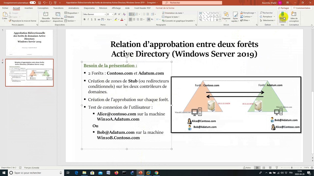 Relation d’approbation entre deux forêts Active Directory Windows Server 2019