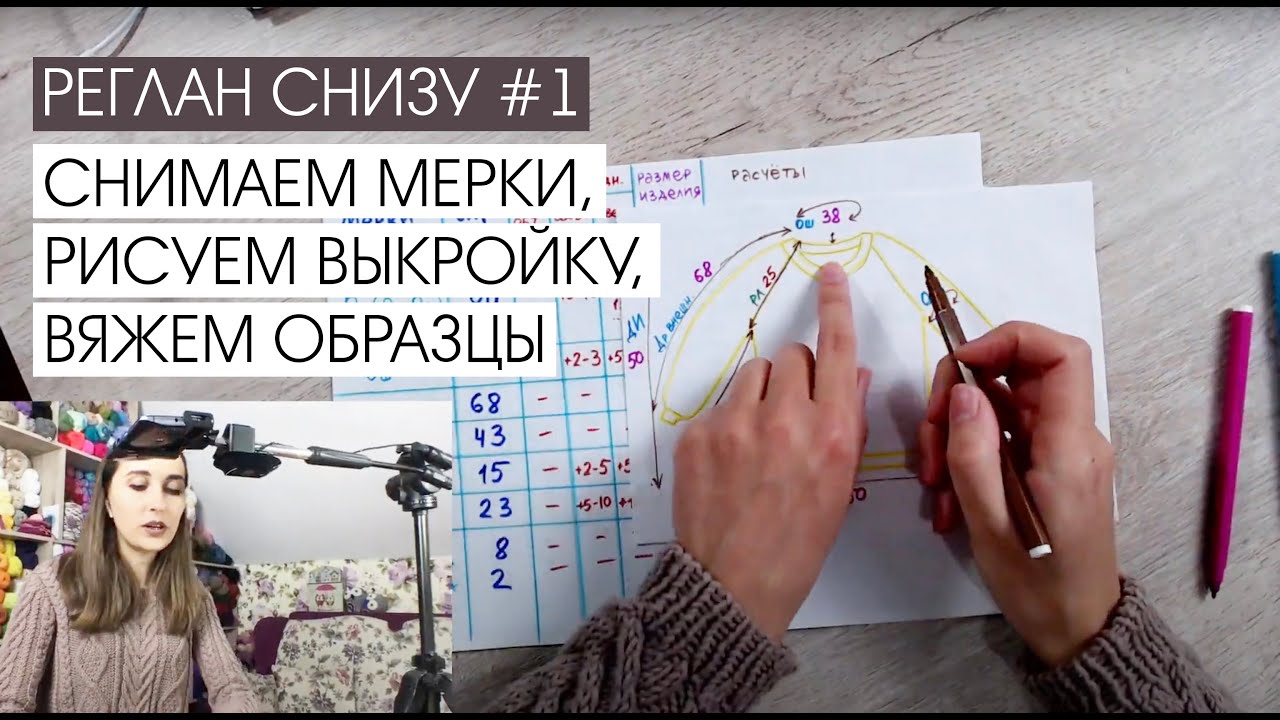 Реглан снизу #1. Снимаем мерки, рисуем выкройку, вяжем образцы.