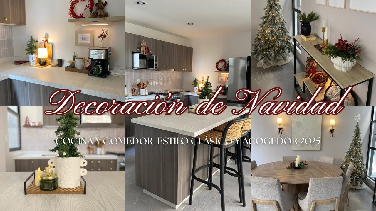 DECORACIÓN DE NAVIDAD COCINA Y COMEDOR ESTILO CLÁSICO Y ACOGEDOR 2025🧸🧺🌲🤎 