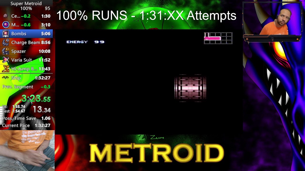 [EN-PT-ES] Super Metroid Onehanded - 100% Runs - Sub 1:32 attempts - I WILL NEVER GIVE UP!