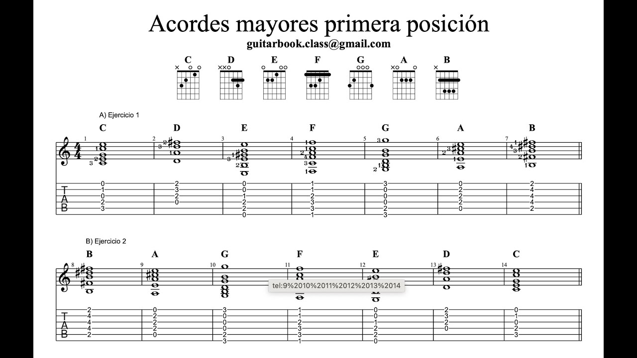 Ejerciosios acordes primera posición