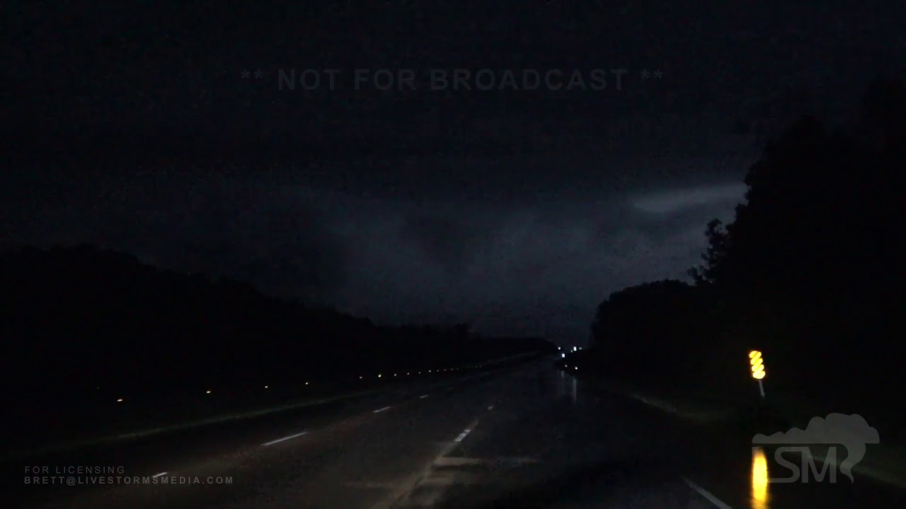 4-19-2020 Pickens, Mississippi  Early Morning Severe Thunderstorm Drops Hail - Lightning