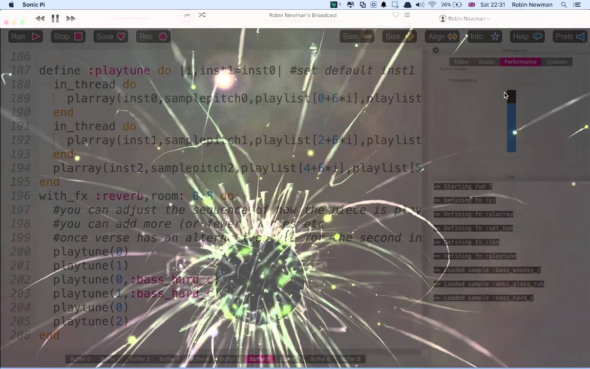 Sonic Pi plays House of the Rising Sun with visualisation