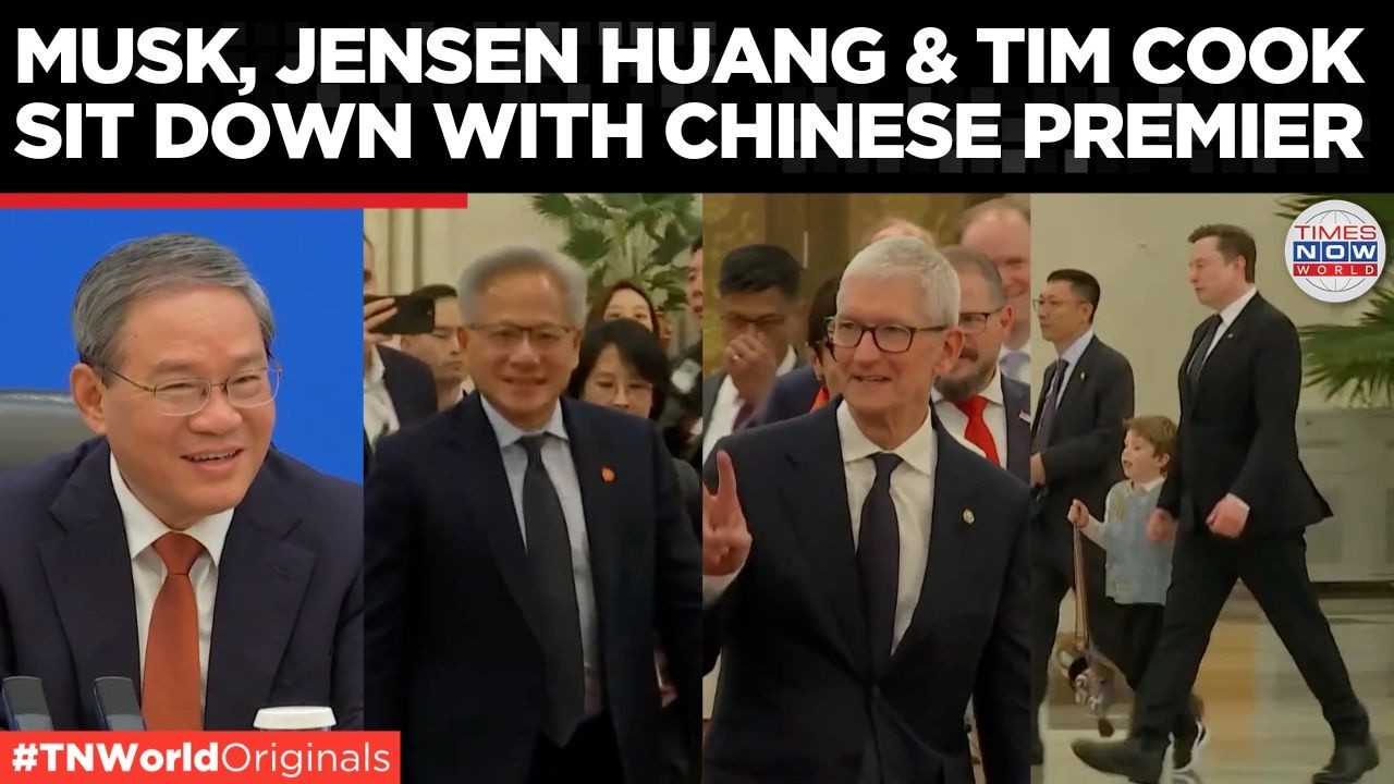 WATCH: Elon Musk, Tim Cook & Jensen Huang Meet Chinese Premier Li Qiang in Beijing