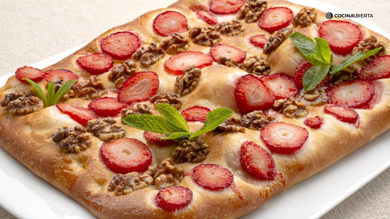 Focaccia dulce: un postre sencillo de Joseba Arguiñano con fresas y nueces