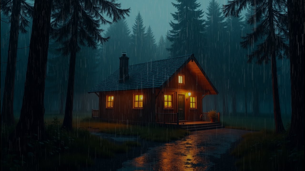 Peaceful Rainfall in the Forest Cabin🌧️🌲Thunder & Raindrops by the Lake for Sleep & Healing