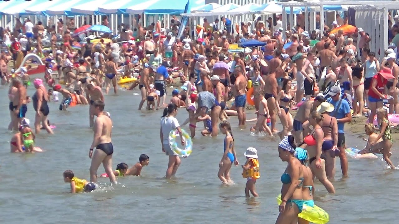 #АНАПА. ПЛЯЖ и парное море. Невыносимая ЖАРА - тысячи курортников на море