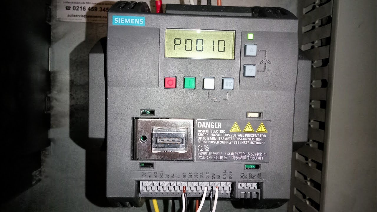 siemens sinamics v20 bağlantısı ve hızlı devreye alma parametre karşılığı