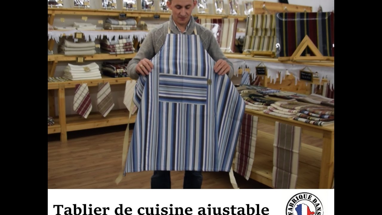 Tablier de Cuisine Fabriqu&eacute; en France toile bleu