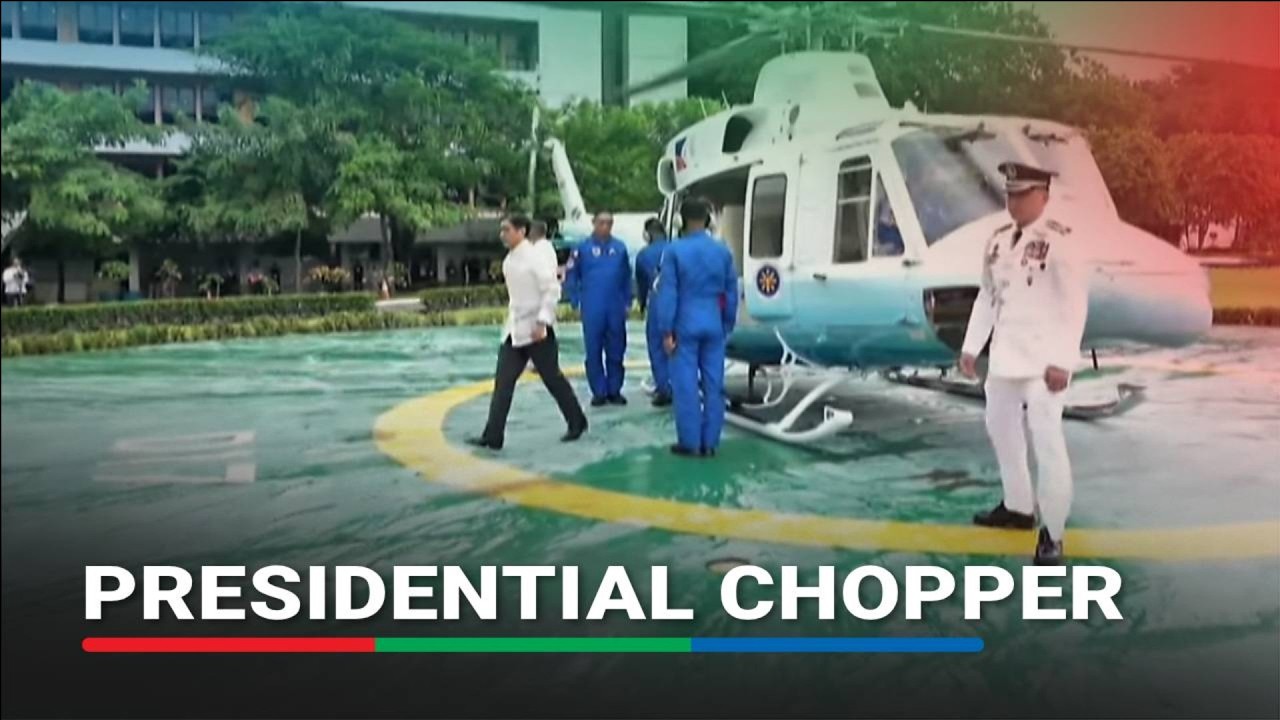 MOMENT: Marcos arrives at Batasan via presidential chopper for his 5th SONA | ABS-CBN News