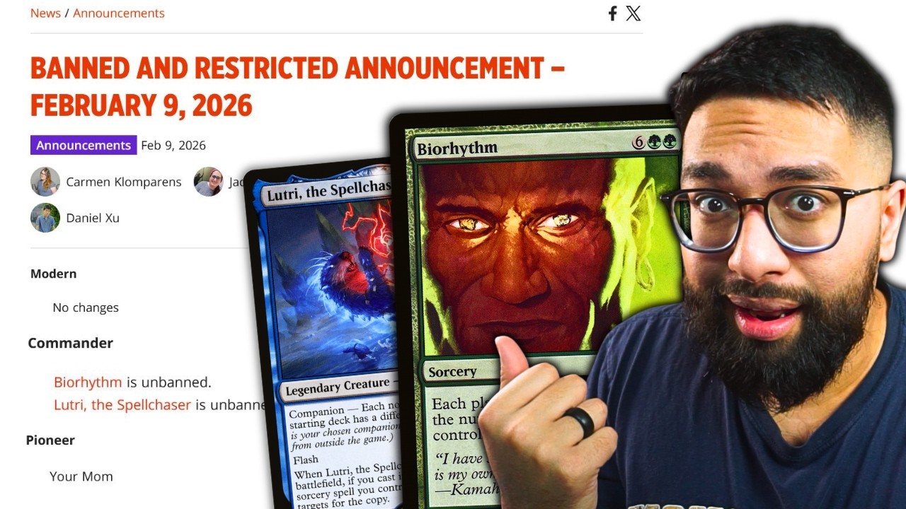 Biorhythm & Lutri Unbanned In Commander & No Changes In Modern!? | February 9, 2026 B&R Discussion