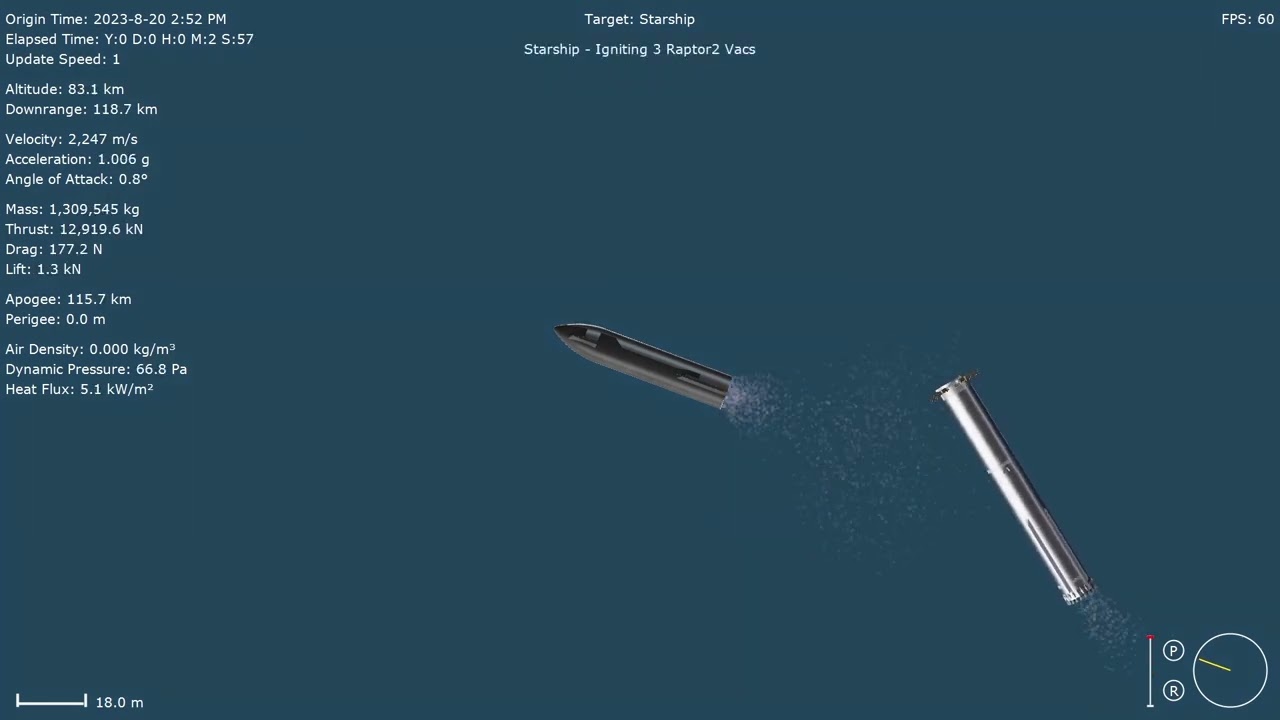 Starship Hot Staging Simulation
