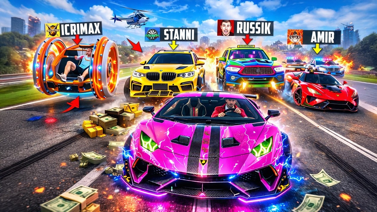 YOUTUBER JAGEN mich mit ZUFÄLLIGEN UPGRADE AUTOS in GTA 5!