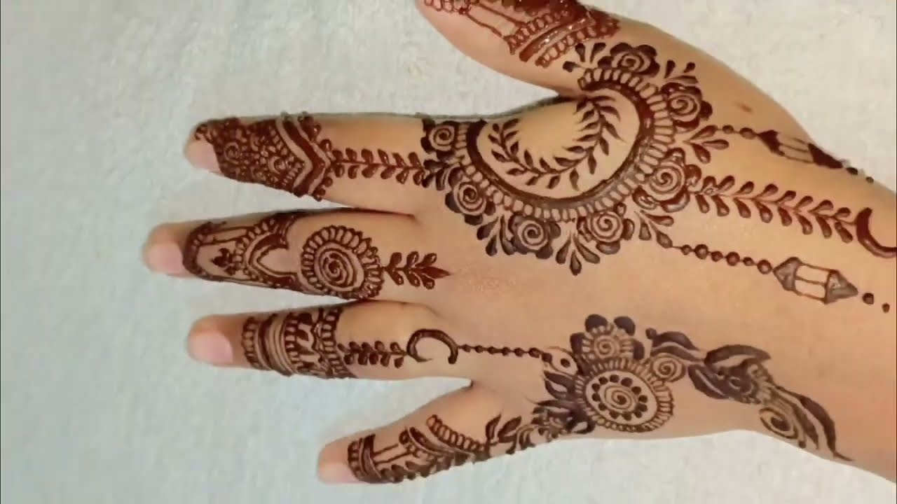 Simple and beautiful mehndi design for back hand 