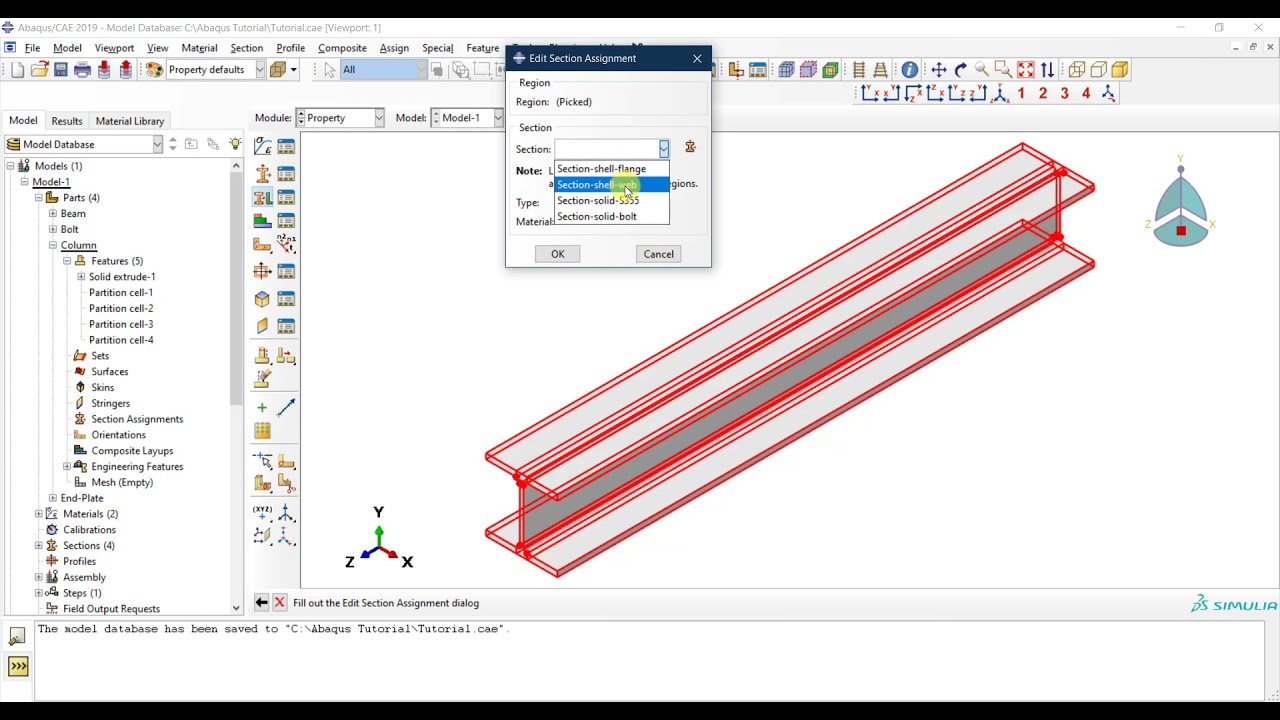 #09 ABAQUS Tutorial: Defining solid and shell sections