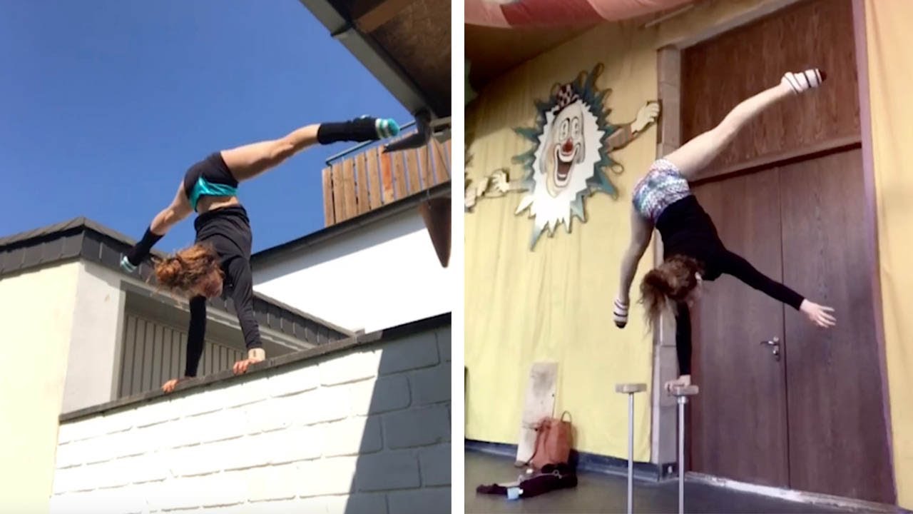 Circus Performer Shows Off Hand-Balancing Skills