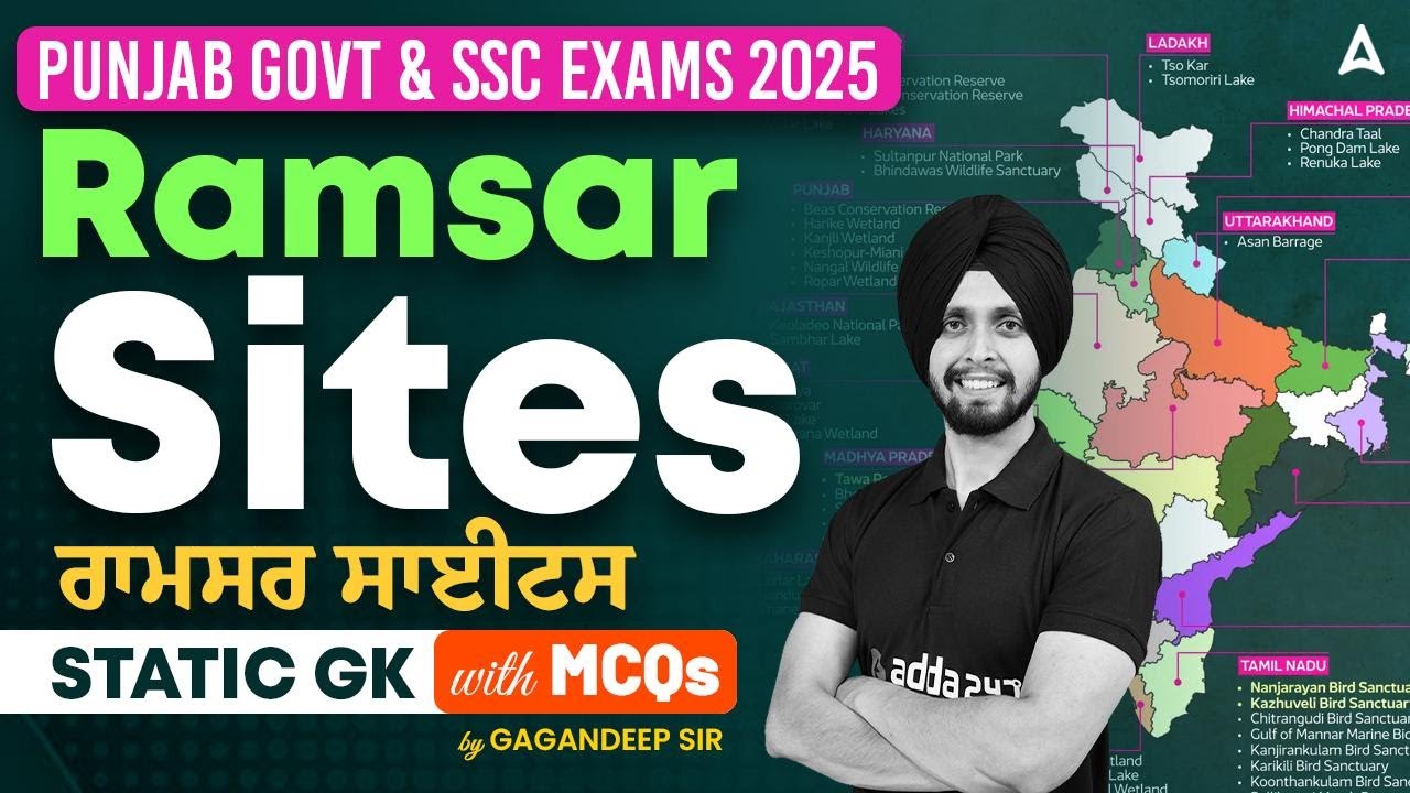 RAMSAR SITES in India 2025 WITH MCQ'S | PUNJAB GOVT & SSC EXAMS 2025 | BY GAGAN SIR