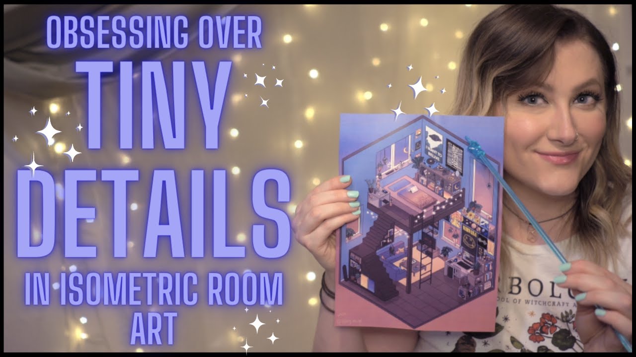 ASMR Super Close Up Inspection of Isometric Room Art - Soft Speaking, Whisper, Light Tapping
