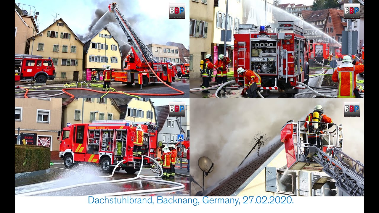 Dachstuhlbrand / Roof Framework Fire, Sulzbacher Str., Backnang, Germany, 27.02.2020.