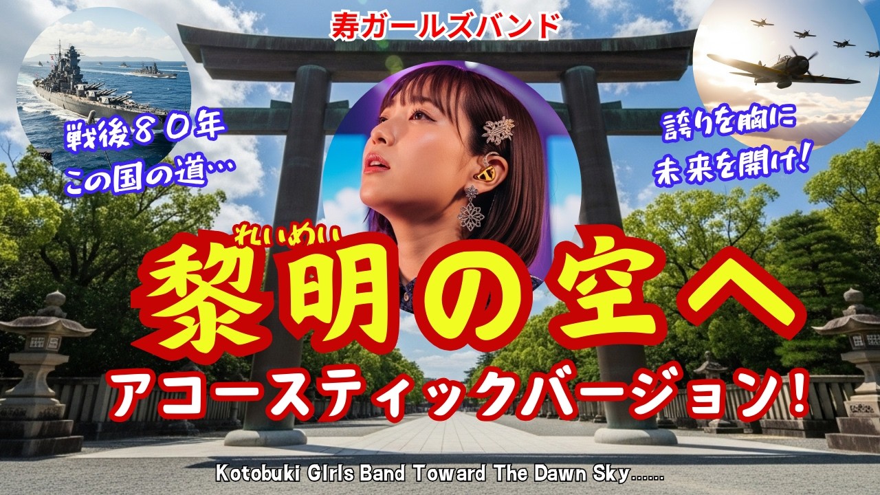 【寿ガールズバンド】戦後80年に寄せて「黎明の空へ」 アコースティックバージョン（AI動画）by 寿STUDIO