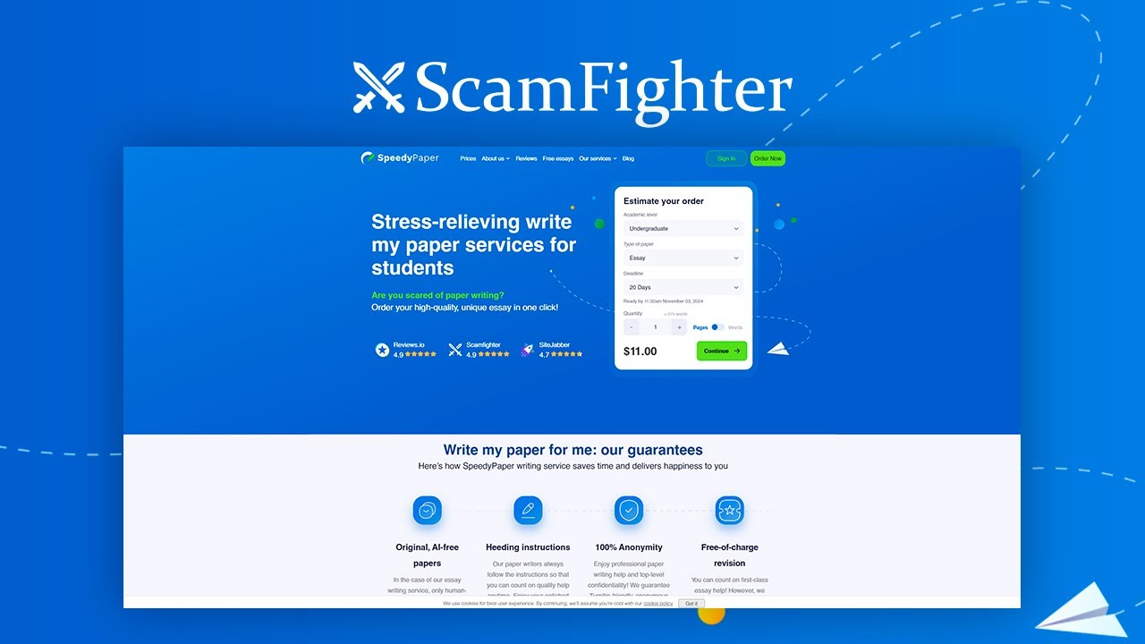 SpeedyPaper.com review | Order process walkthrough by ScamFighter.net