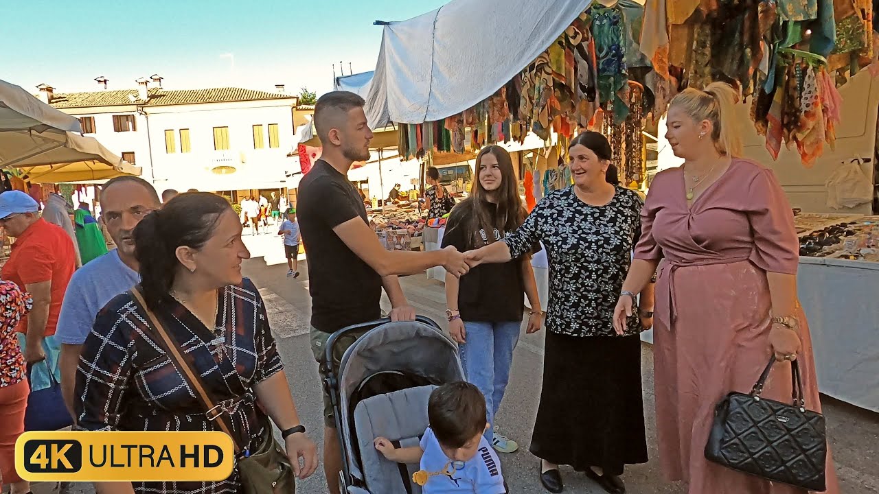 Crespano del Grappa Italy Street Market Walking 4k
