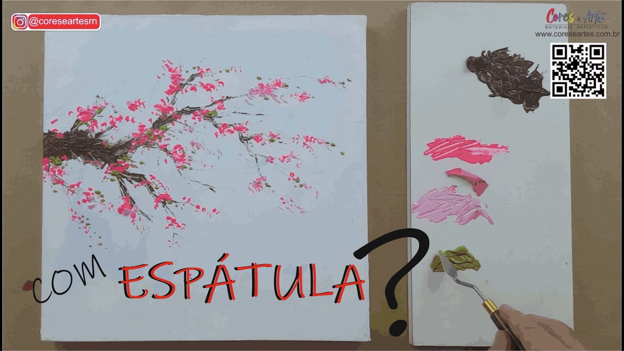 COMO PINTAR UMA CEREJEIRA COM ESPÁTULA | AULA DE PINTURA EM TELA | ESPATULADO | SIMPLES E FÁCIL