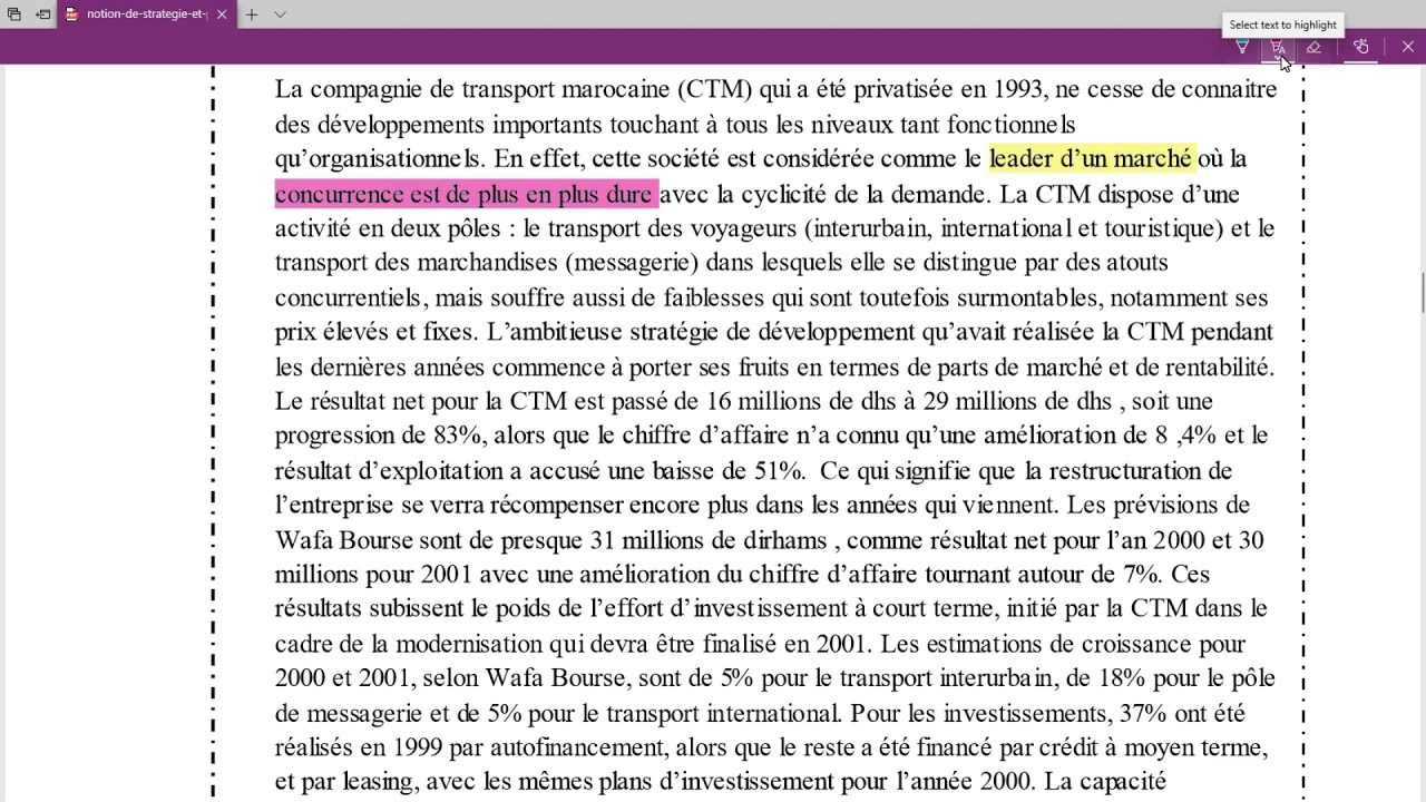 PLANIFICATION STRATEGIQUE EXERCICE 1  PART 1