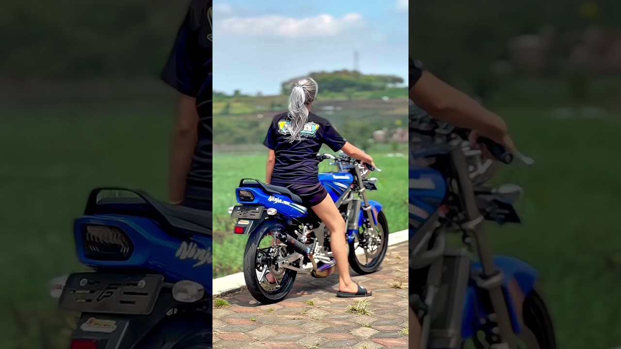 NINJA SS JOKI CEWEK CANTIK MANASIN DIPINGGIR SAWAH 💙 #ninja2tak #ninjass #kawasakininja #2tak