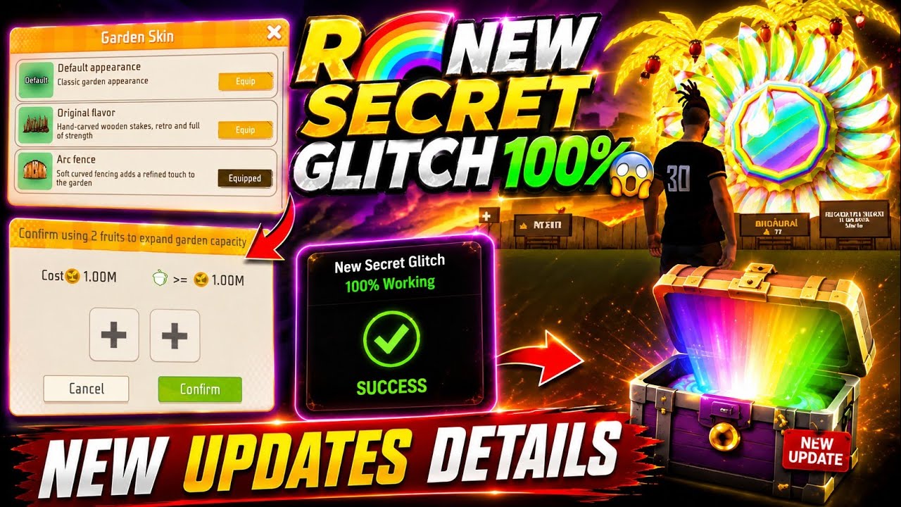 NEW UPDATE SECRET GLITCH 100%😱 ||FREE GARDEN UPDATES DETAILS &hearts;️