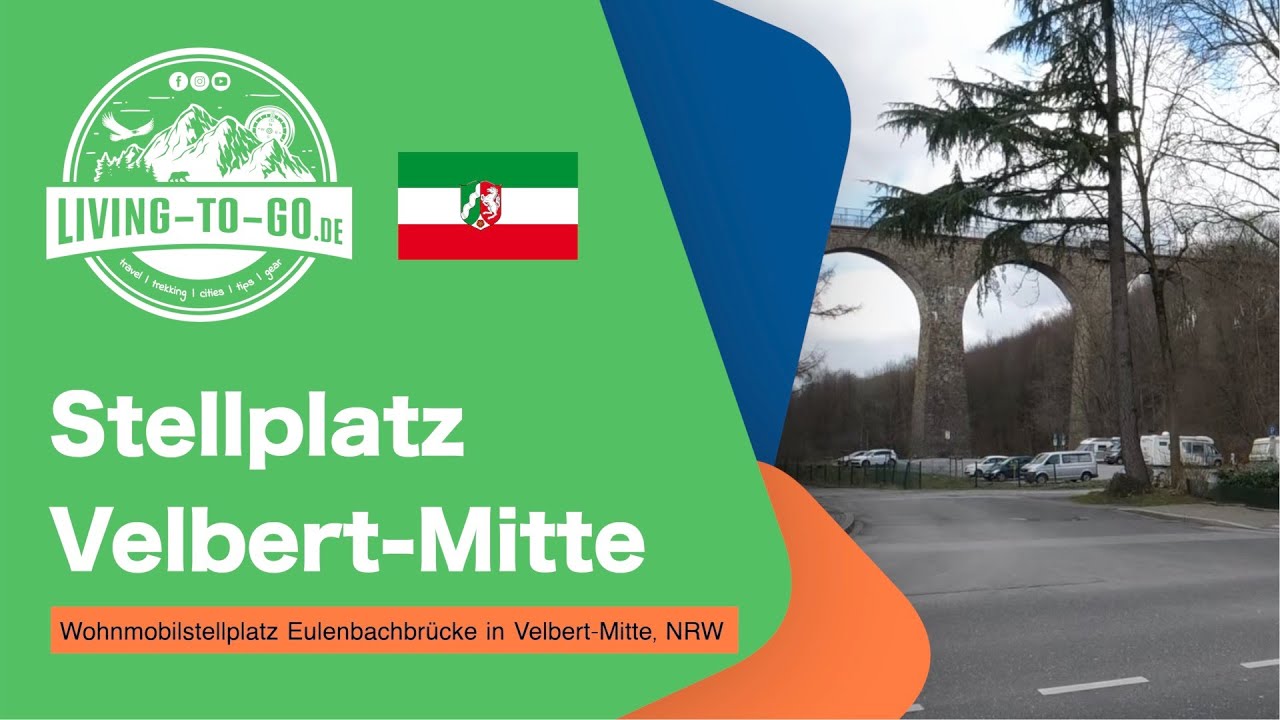 🇩🇪 Wohnmobilstellplatz an der Eulenbachbrücke in Velbert-Mitte bei Düsseldorf, Stellplätze NRW