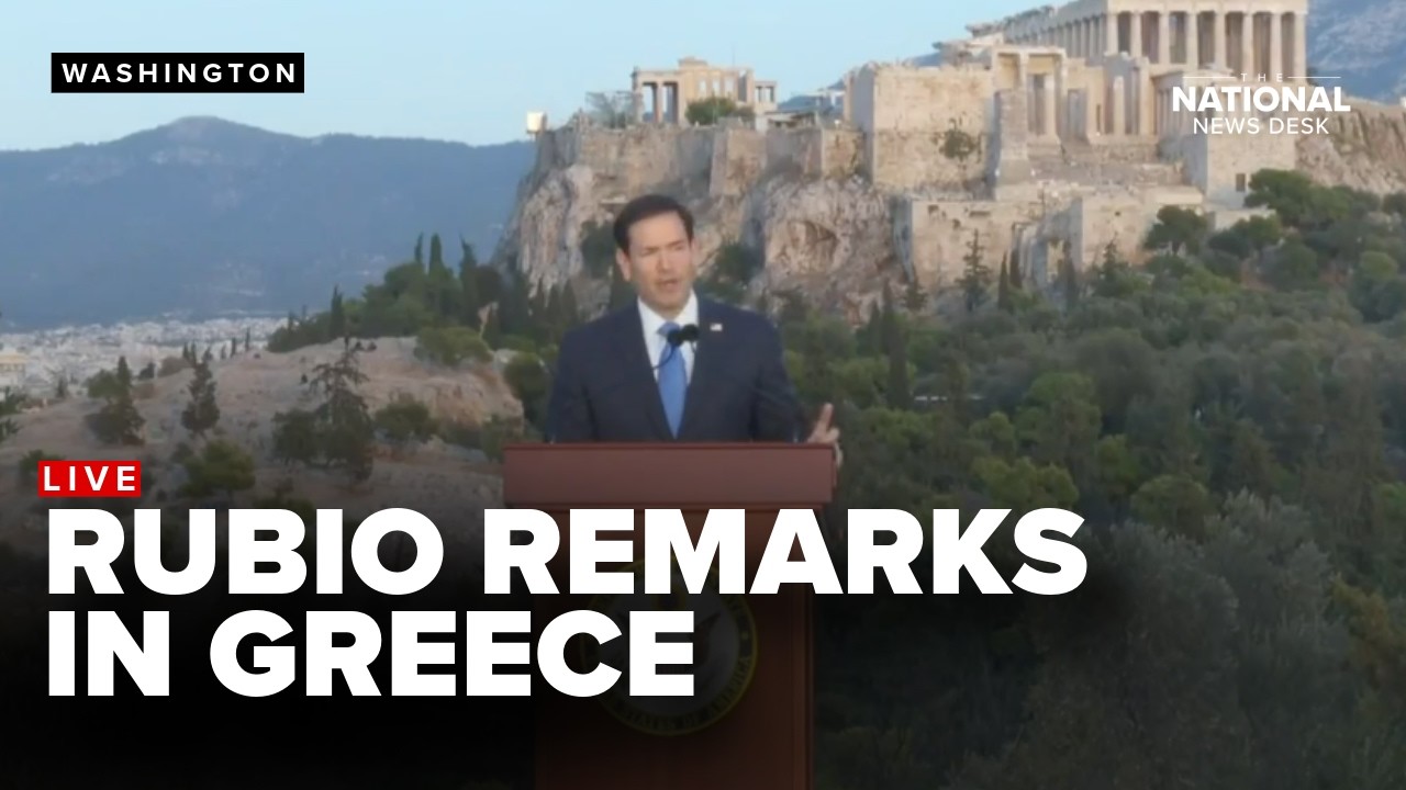 Sekretarz stanu Marco Rubio wygłasza przem&oacute;wienie w Atenach w Grecji
