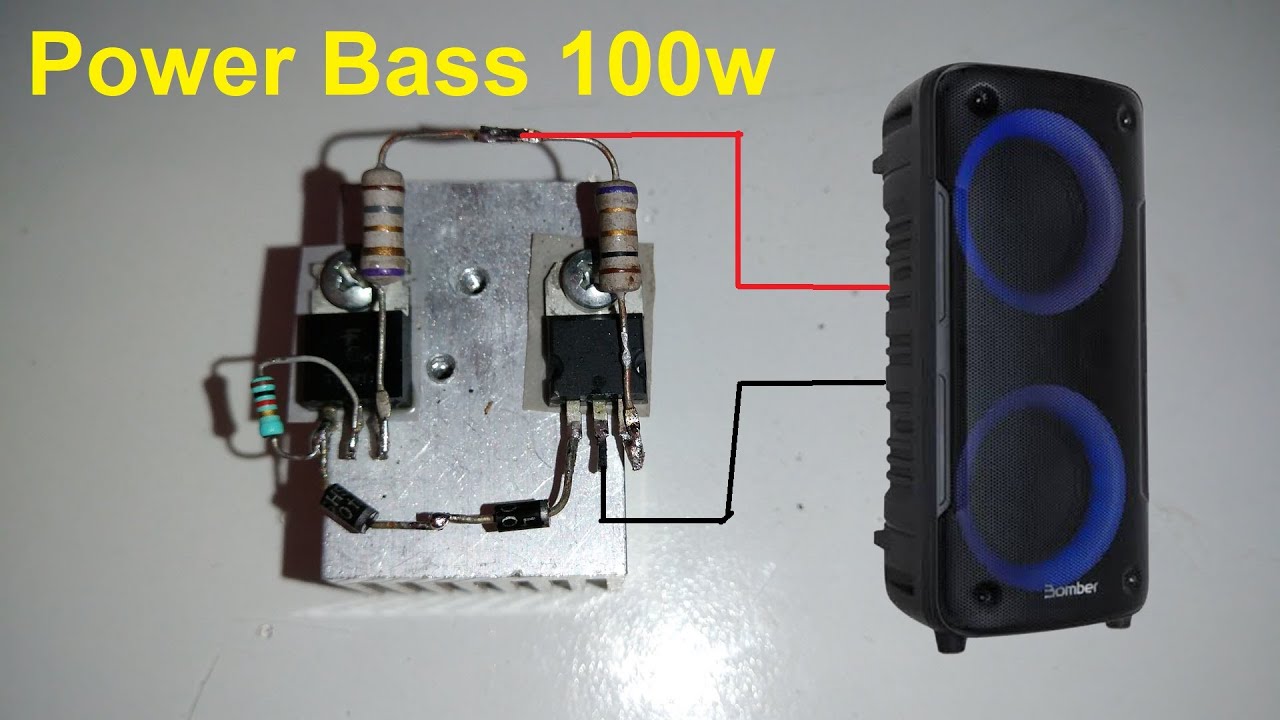 Power Amplificador Bass 100W  com Tip41 , Simples Circuito
