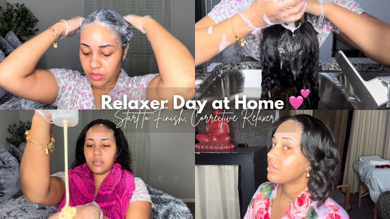 Relaxing My Hair at Home Start to Finish - Correcting My Under-processed Hair 🤍