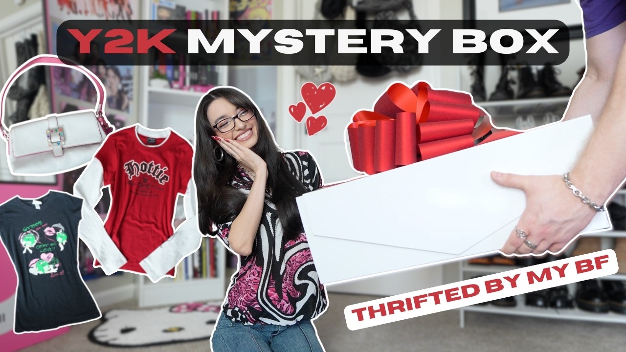Y2K Mystery Box Thrifted by My BF?! HE ATE!!! 🎁 (unboxing + try on)