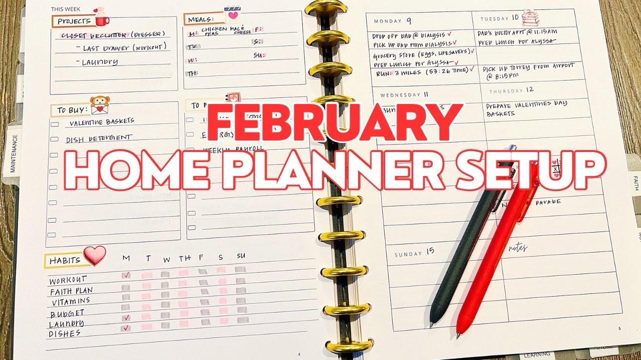 My Home Planner Setup for February #whenlifehappens #latestarttoFebruarty
