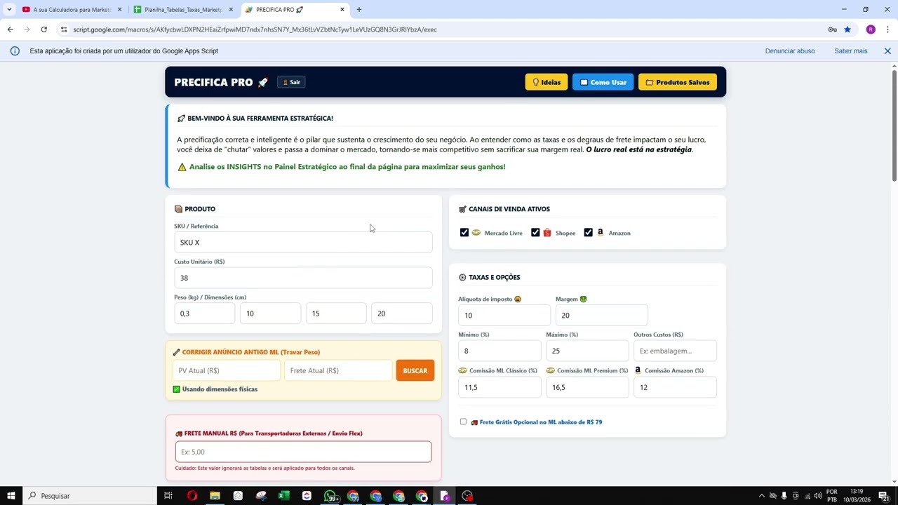 Conheça a PRECIFICA PRO: Calculadora de Preços com Inteligência Artificial para marketplaces 2026.