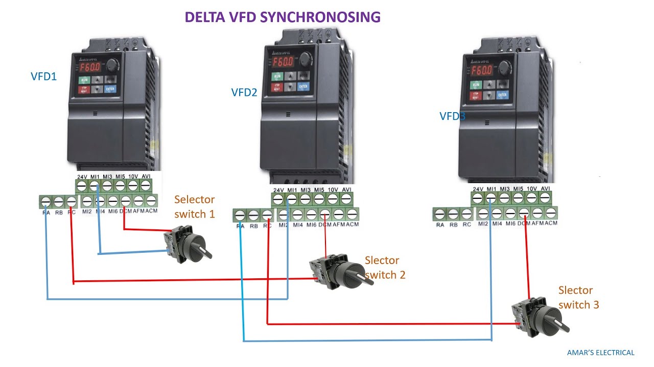 Delta VFD Synchronisation with selector switch. #deltavfdinterlock #deltavfdsynchronision #vfd