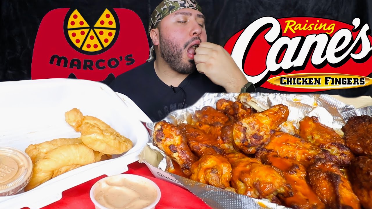 MUKBANG: Marcos Pizza Wings & Raising Canes Chicken Fingers EATING SHOW