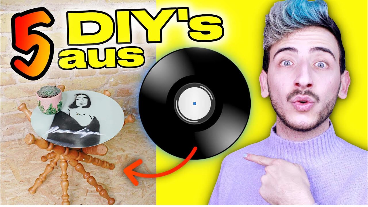 5 DIY Ideen aus Schallplatten ✨ (Regal, Tisch, bemalen..) | Dimxoo