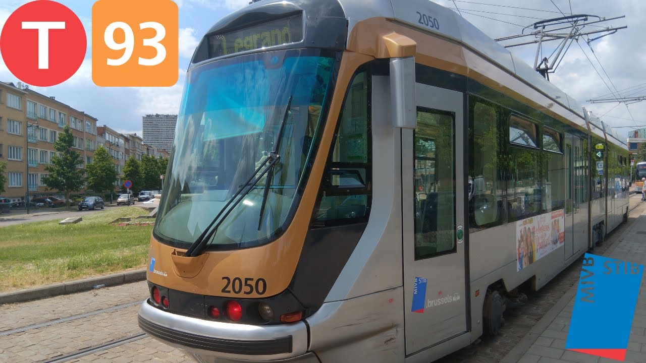 (Tramway Stib) Trajet complet ligne 93 Legrand à Stade Tram T2000 n°2050.